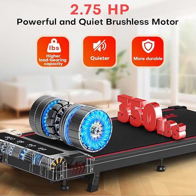 Walking Pad with 10% Incline Treadmills for Home, 4 in 1 6.2MPH Walking Pad Under Desk Treadmill with Full Screen LED Display, 2.75HP Brushless Drive, 12 HIIT Programs, 350 LBS Weight Capacity