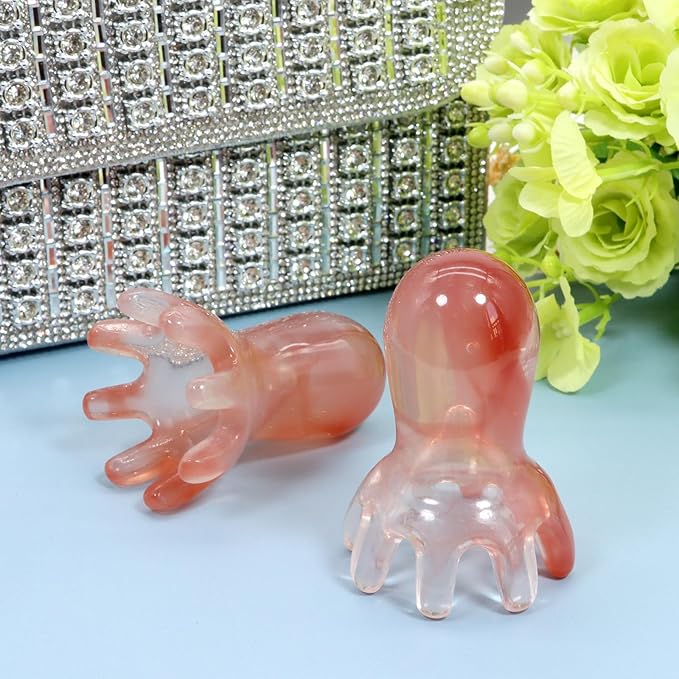2 Pack Octopus Head Massage Comb Pink Manual Scalp Massager for Headaches Migraines Stress Relief Point Massage Acupressure Tools with 8 Nodes Portable for Home Office Massage