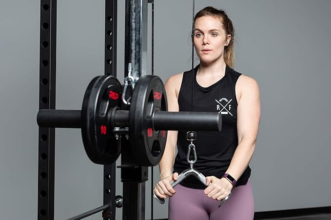 REP Fitness LAT Pulldown and Low Row Cable Machine Attachments and Functional Trainer Attachments – Curl Bar, D-Handle, Ankle Cuff, Tricep Rope, Sports Handle, Straight Bar, Row, Chinning Triangle