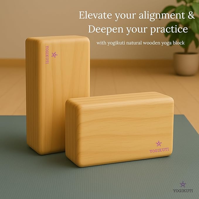 Original Wooden Yoga Blocks Set of 2 – Solid Hardwood Props Inspired by Traditional Yoga