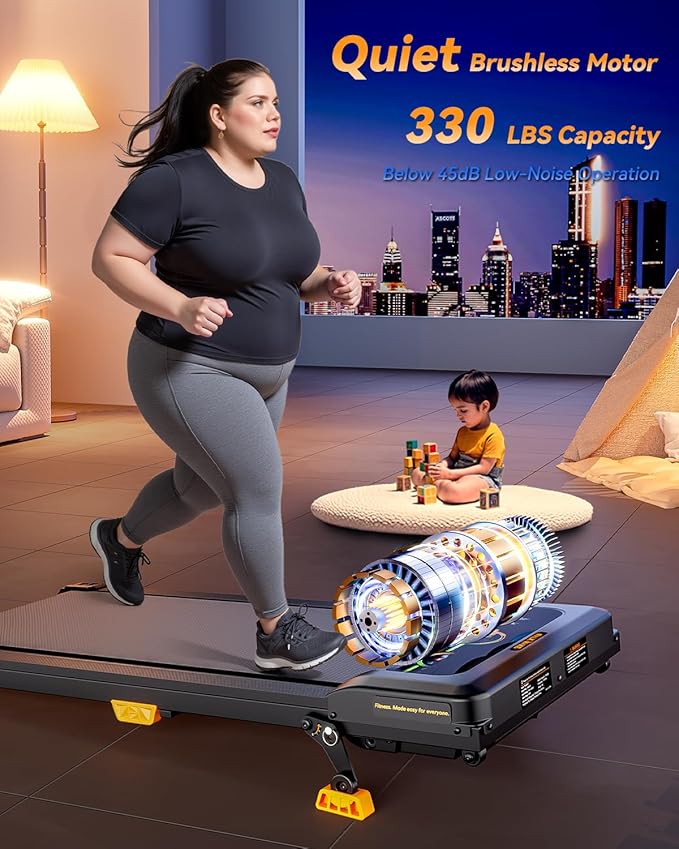 Walking Pad Treadmill, WALKWAKE 8% Incline Walking Pads, Compact Under Desk Treadmill for Home, 330lb Capacity 2.5HP Running Machine for Walking Jogging with LED Display
