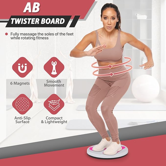 Abs Twister Board, Body Shaping Waist Twisting Disc for Aerobic Exercise, Core & Ab Exercise, Fitness Slim Losing Weight Sports Equipment, 6 Magnets Reflexology, 11 In
