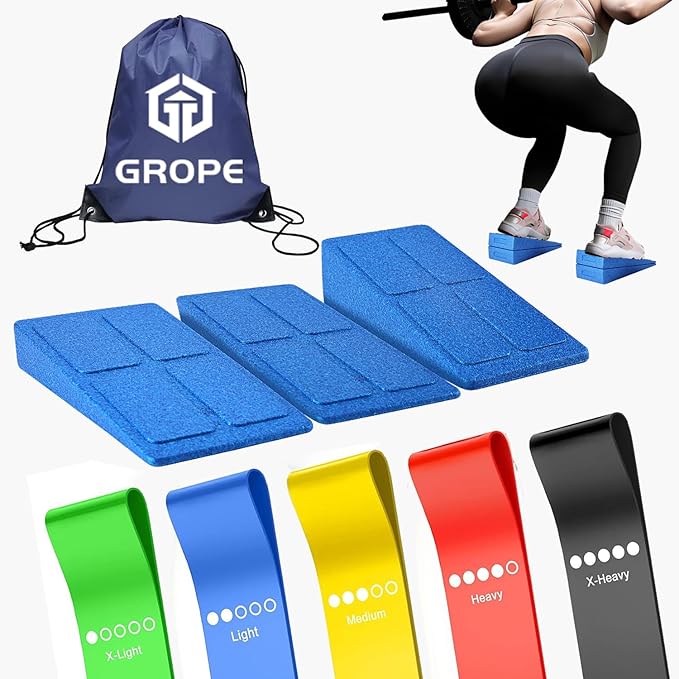 Slant Board Squat Wedge for Calf Stretching，3 Pcs 12" x 6.3" Foot Stretcher Balance Board for Plantar Fasciitis, Adjustable Foam Slant Board Wedge Great for Exercises