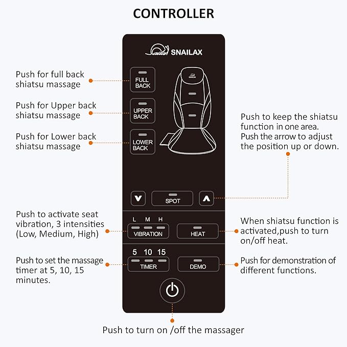 Snailax Shiatsu Massage Cushion with Heat Massage Chair Pad Kneading Back Massager for Home Office Seat use