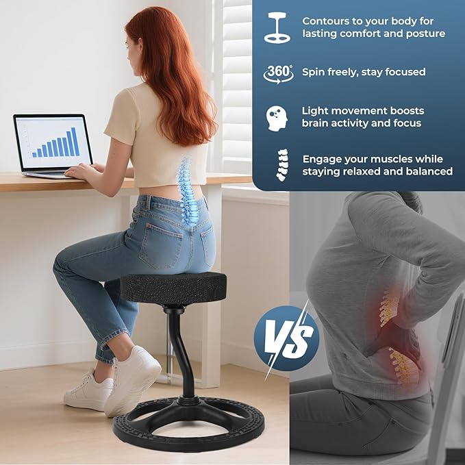 ADHD Chair for Kids, Yoga Chairs for Adults, Wobble Stool Active Flexible Seating Desk Chair with Non-Slip Base and Washable Seat Cover for Stability, Balance, Yoga, Office, School, Classroom