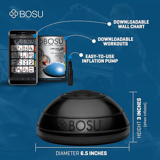 BOSU 6.5 Inch Balance Pods, Stability and Balance Exercise Workout Equipment for Home Gym, Core Training, Physical Therapy and Fitness, 2 Pack