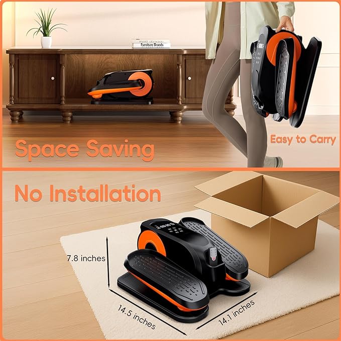 Under Desk Elliptical Machine,Foot Exerciser for Seniors Fully Assembled, Quiet & Portable Electric Seated Pedal Exerciser with Remote Control & 12 Adjustable Speeds