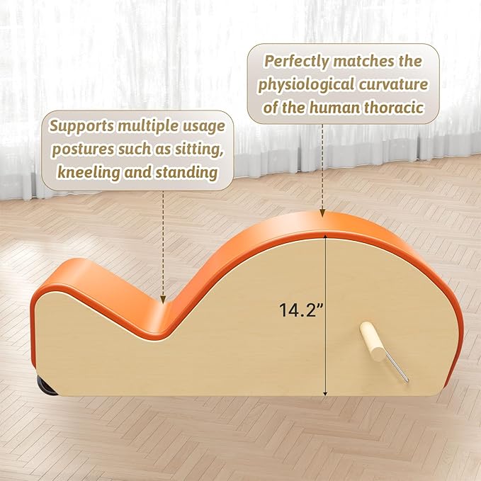 Wooden Orange Pilates Arc with Spine Corrector for Core Strengthening Back Pain Relief, Pilates Spinal Corrector Arch Barrel for Back Flexibility，at Home Reformer Pilates Posture