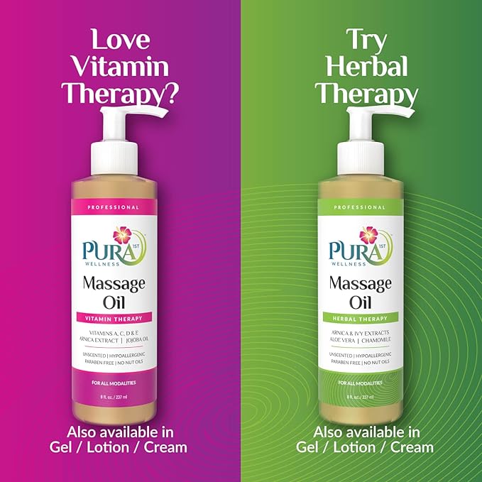 Vitamin Therapy 8 Fl oz Massage Oil, Vitamin E, Professional, Massage Therapy, Deep Tissue, Unscented, Hypoallergenic, Natural Ingredients, Skin Hydrating, Moisturizing, Muscle Relief