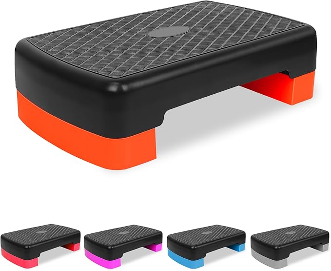 Exercise Workout Aerobic Step Platform Trainer, 18" Aerobic Stepper with 4"-6" Adjustable Height Risers