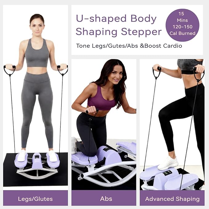 Lateral Rocking Fitness Stepper for Home Workout, Low-Impact Rock Stepper Protects Knees & Joints, Portable Compact Side-to-Side Stepper for Legs, Glutes & Abs Training