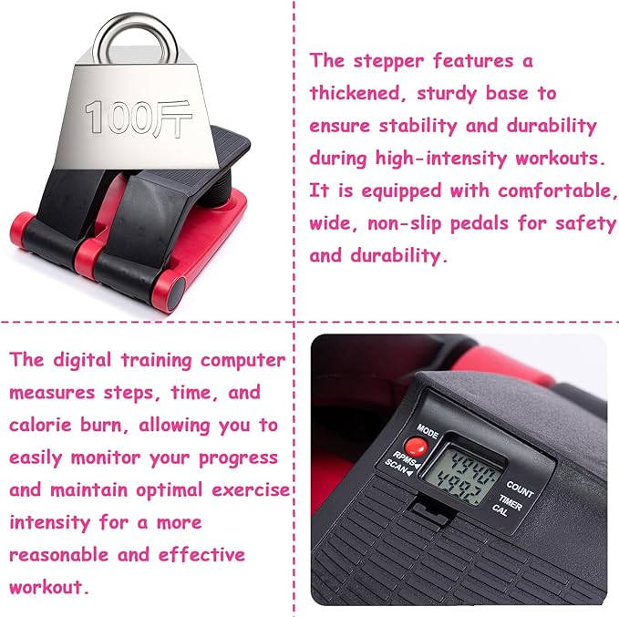 Air Stepper Climber Fitness Machine with Resistance Bands Air Step Exercise Equipment 220lbs Weight Capacity 5 Levels of Exercise Intensity for Home Exercise