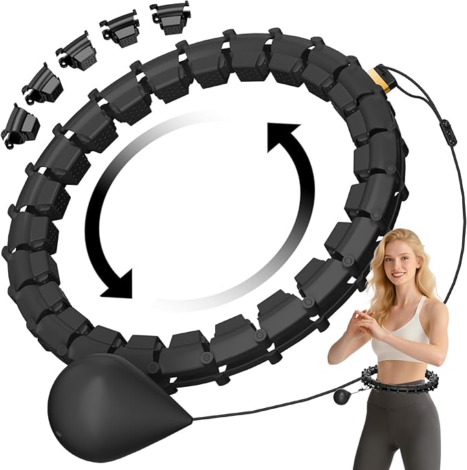 Plus Size Silent Weighted Hula Infinity Fitness Detachable Hoops 65-Inch 32 Knot, Smart Noiseless Infinity Hula for Women, Waist and Abdominal Home Weight Loss Exercise Fit Hoop