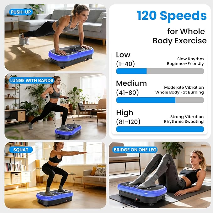 AXV Vibration Plate Fitness Platform Exercise Machine Vibrating Lymphatic Drainage Shaking Workout Full Body Shaker Vibrate Stand Shake Board Sport Gym Pad for Weight Loss Fat Burner for Women Men