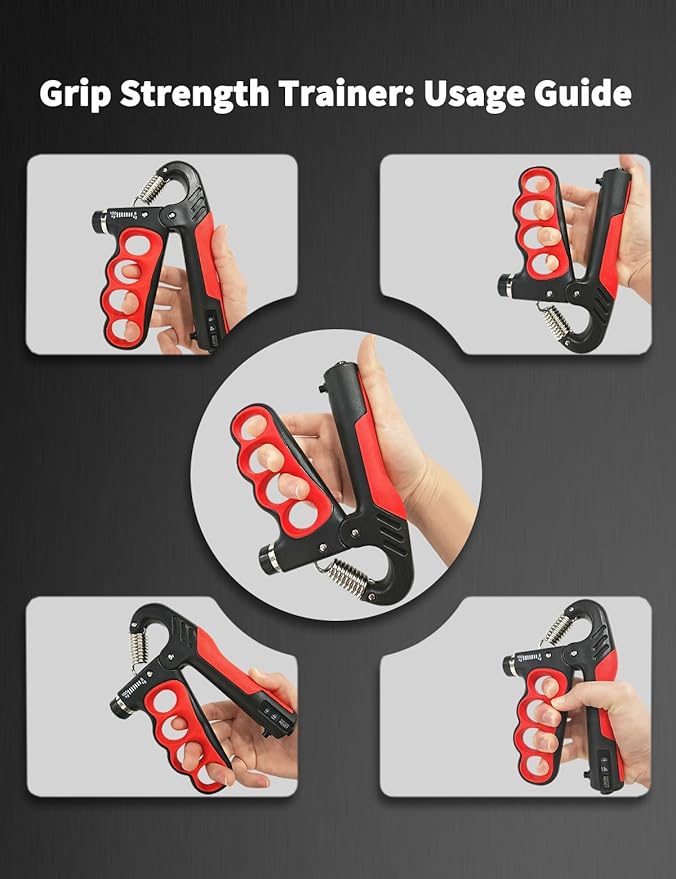 ProGrip Strength Trainer with Auto-Count & Wide Adjustment (11-220 LBS) –Hand Strengthener Kit for Home Gym, Forearm Building & Recovery Training
