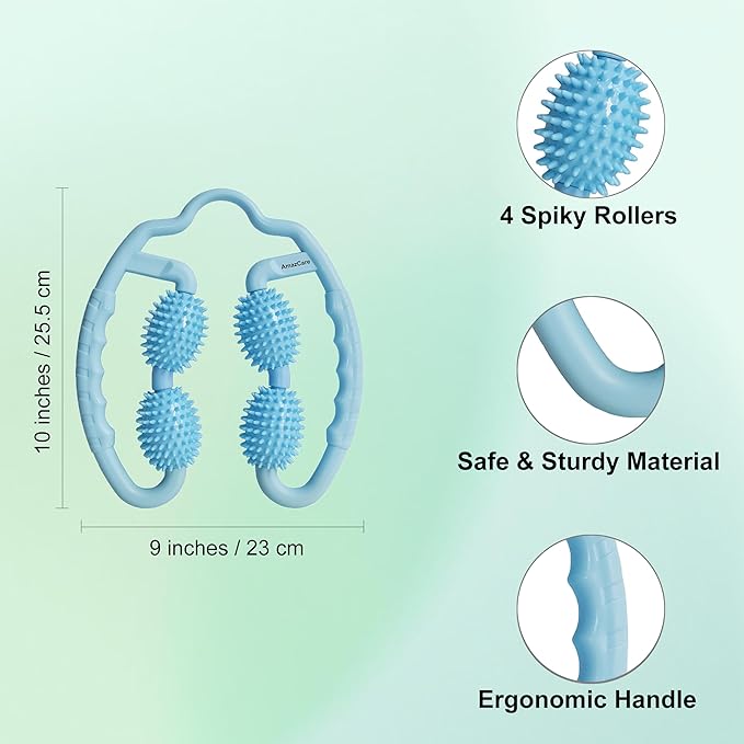 Cellulite Massage Tool Leg Roller. Lymphatic Drainage Massager Muscle Roller with Spiky Balls for Thigh Calf Arm Back Buttock. Fascia Blaster for Circulation Deep Tissue Pain Relief Recovery (Blue)