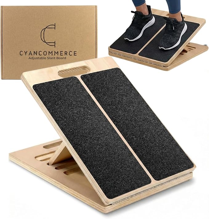 Portable Wooden Slant Board for Calf Stretching, Adjustable Calf Stretcher & Slant Board for Squats, Pilates, Physical Therapy, Rehab & Mobility Exercises, 5 Incline Levels, Lightweight & Durable