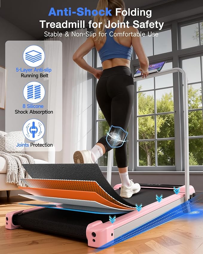 Incline Walking Pad with Handle Bars, 3.5HP Foldable Portable Treadmills for Home Office, Low Noise <40dB Under Desk Treadmill with 330LB Capacity, Wide Running Belt with Remote Control & LED Display