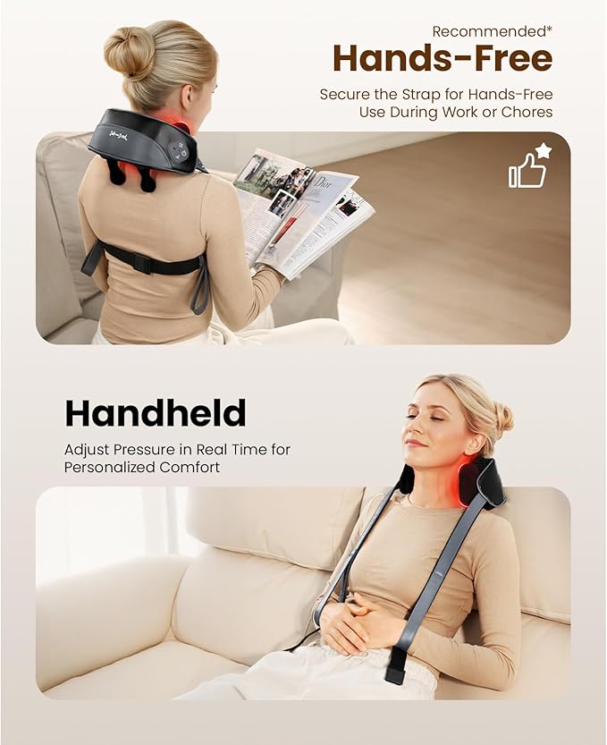 BOB AND BRAD iNeck Pro Cordless 4D Shiatsu Neck Massager with Heat for Pain Relief, FSA Eligible HSA Deep Tissue Kneading for Neck, Shoulder & Back, 190 Min Long Battery Life, for Office, Travel Gifts