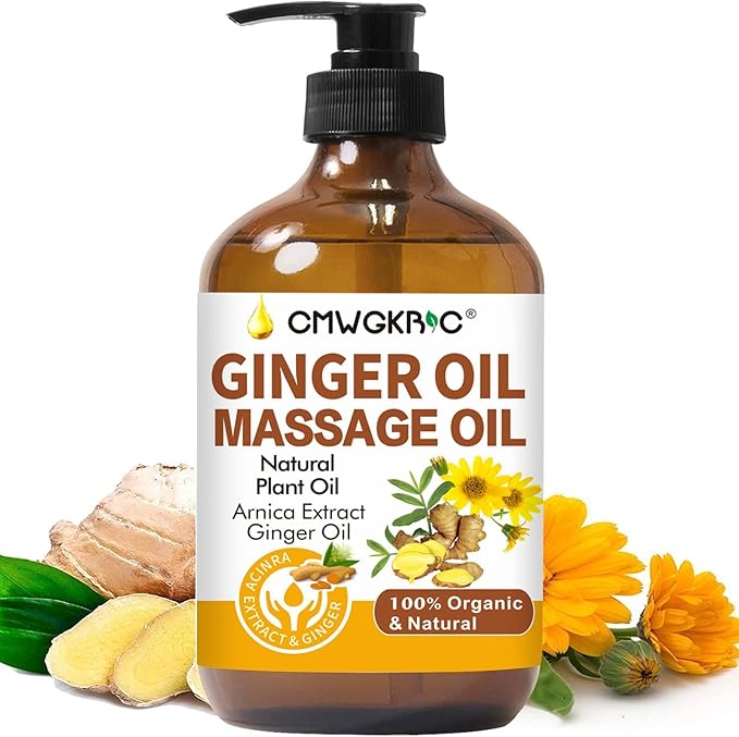 Ginger Oil,Ginger Massage Oil for Lymphatic Drainage,Natural Body Oil for Skin,Arnica Oil,Sore Muslce Massage Oil,Spa Ginger Oil-Warming and Relaxing for Easter Basket Stuffers Gifts for Men Women