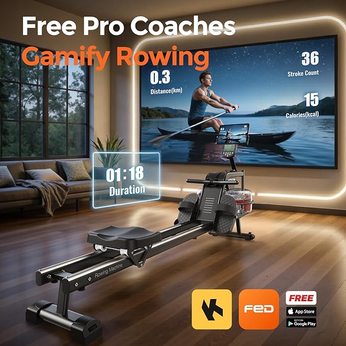 YOSUDA Magnetic/Water Rowing Machine for Home - Rower Machine Use with Bluetooth, App Supported, Rowing Machine for Beginners to Athletes, Comfortable Seat Cushion