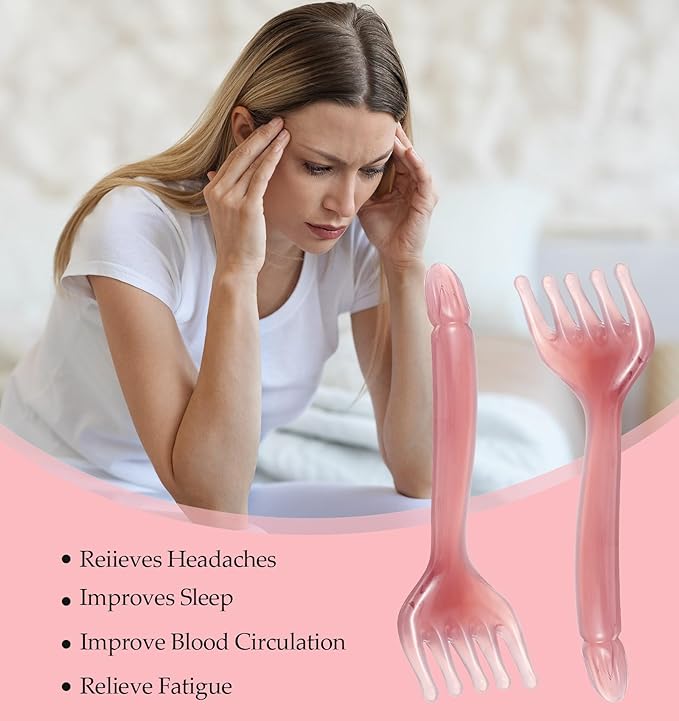 2Pcs Head Massager Scalp, Manual Head Scalp Massage Tool Gua Sha Five Claw Massage Comb, Portable Handheld Resin SPA Relax Tool for Father's Day & Mother's Day Gifts, Pink Purple