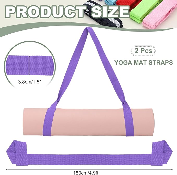 Yoga Mat Straps for Carrying, Adjustable Exercise Mat Sling Holder Multi Purpose Mats Carrier