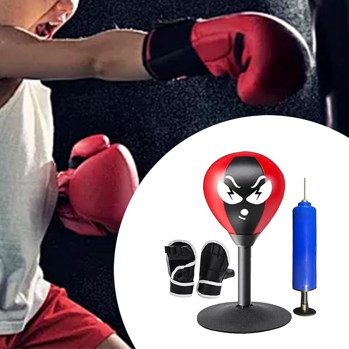 Boxing Reaction Ball Sports Reflex Bag Boxing Equipment, Professional Boxing Speed Ball with Stand for Workout Home Gym MMA, WithHalfFingerGloves
