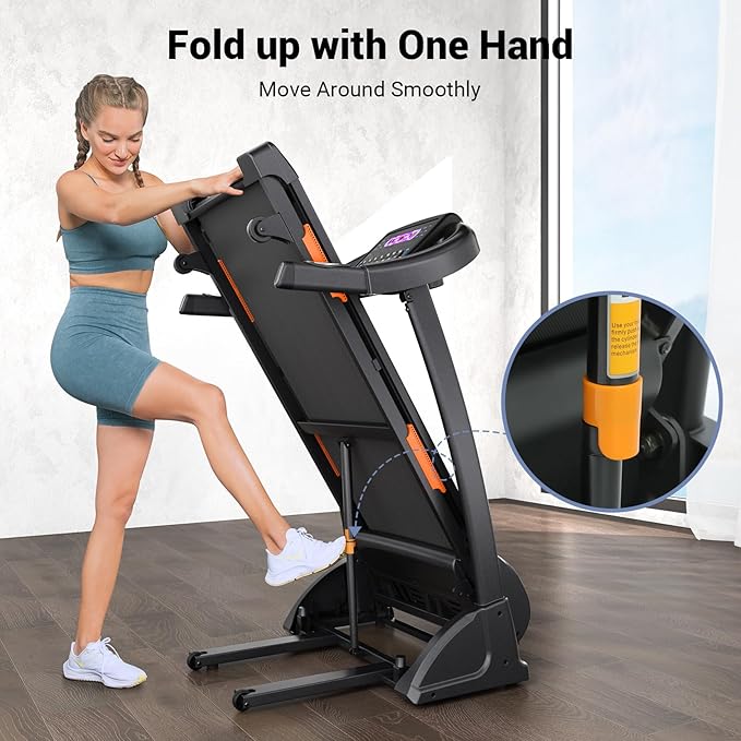 THERUN Incline Treadmill, Treadmills for Running and Walking, 300 lbs Weight Capacity Folding Treadmill with 0-15% Auto Incline, Wide Belt, 3.5 HP, App, Heart Rate