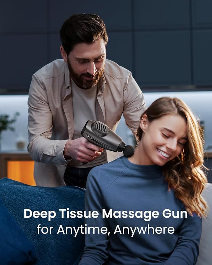 RENPHO Active C4 Massage Gun, Percussion Deep Tissue Muscle Massager for Athletes Men Women, FSA Approved, Electric Handheld Neck Massager Gun for Pain Relief Relax 6 Massage Head, HSA