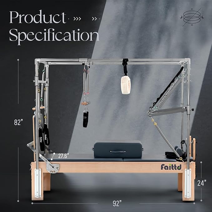 Pilates Reformer,Pilates Reformer Equipment with Reformer Accessories, Reformer Box, Padded Jump Board, Reformer Pilates Machine for Home Workouts