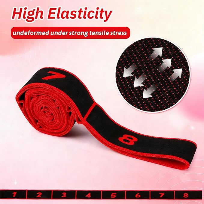 Elastic Exercise Bands with Handles, Adjustable Strength for Home Gym, Stretching, Yoga & Pilates, Non-Slip Puller Straps for Full Body, Glutes & Legs Workout