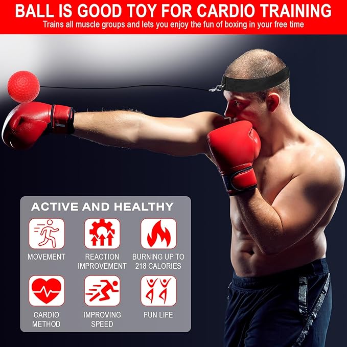 Boxing Reflex Ball - Excellent for Beginners and Experts Alike. Great Exercise for Hand Eye Coordination, Reflexes and Improve Speed