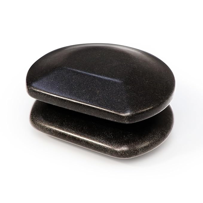 Master Massage 2-Piece Large Contoured Hot Stone Set – Three-Quarter Round Basalt Lava Rocks for Deep Tissue, Trigger Point & Acupressure Therapy – Professional Massage Tools