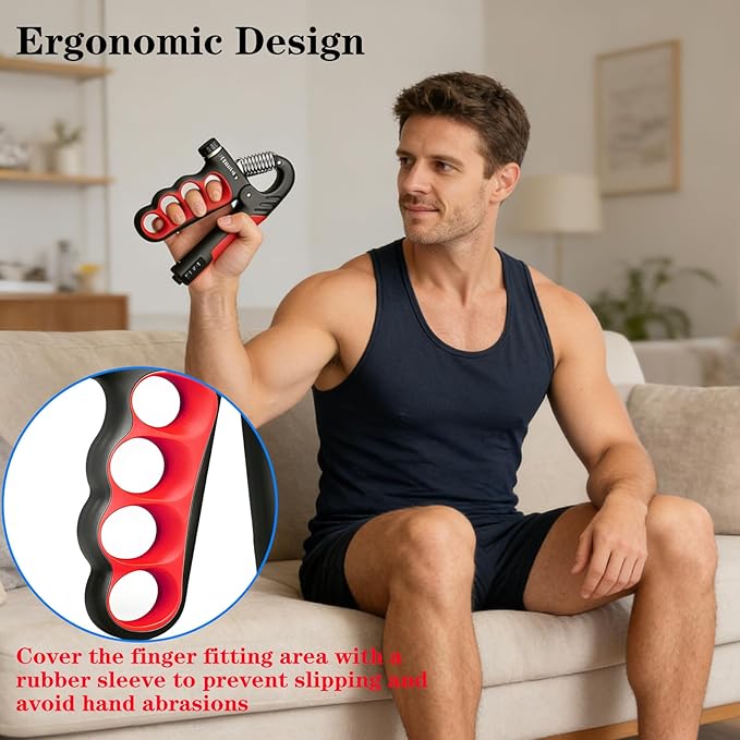 Hand Gripper Strengthener, 11-220LBs Adjustable Resistance Grip Strength Trainer with Counter, Forearm Exerciser for Injury Recovery and Muscle Building