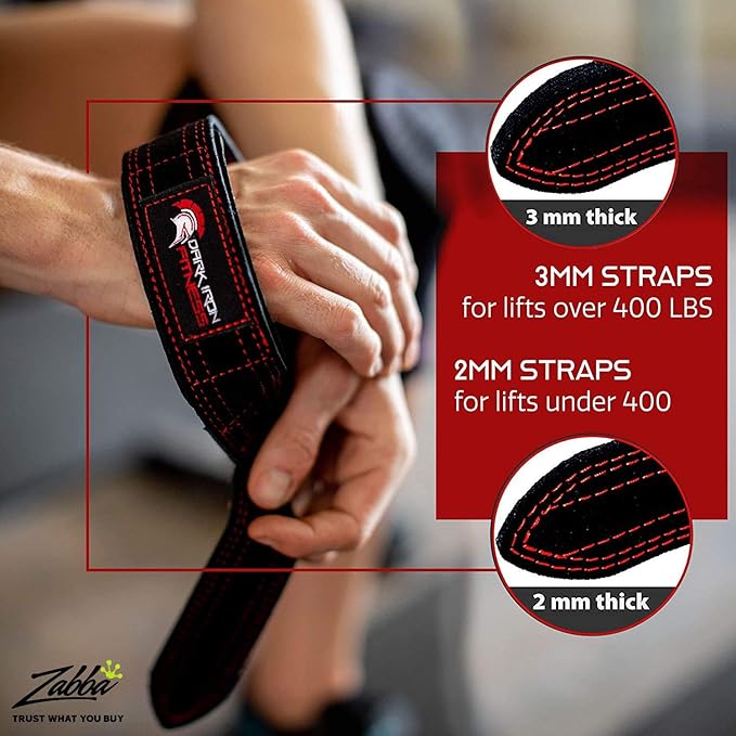 Dark Iron Fitness Wrist Straps for Weightlifting, Heavy Duty Gripping Suede Leather Bands for Men & Women, Support Wraps Gloves Alternative for Power Lifting Weight Strength Training Workouts