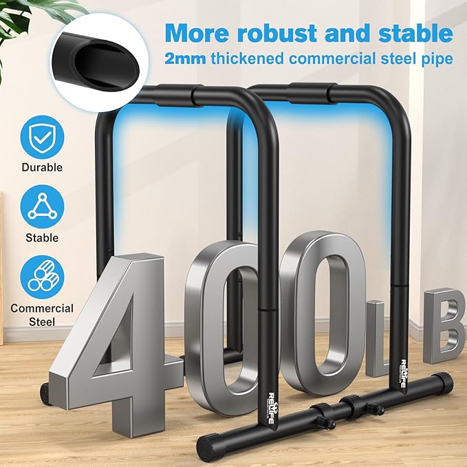 RELIFE Dip Station Functional Heavy Duty Dip Bar Parallette Push Up Stand
