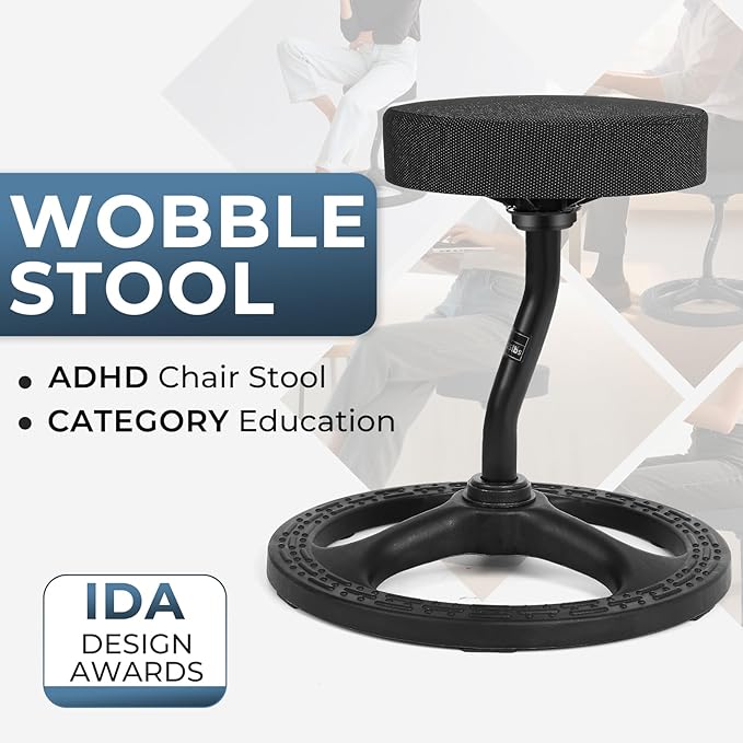 ADHD Chair for Kids, Yoga Chairs for Adults, Wobble Stool Active Flexible Seating Desk Chair with Non-Slip Base and Washable Seat Cover for Stability, Balance, Yoga, Office, School, Classroom