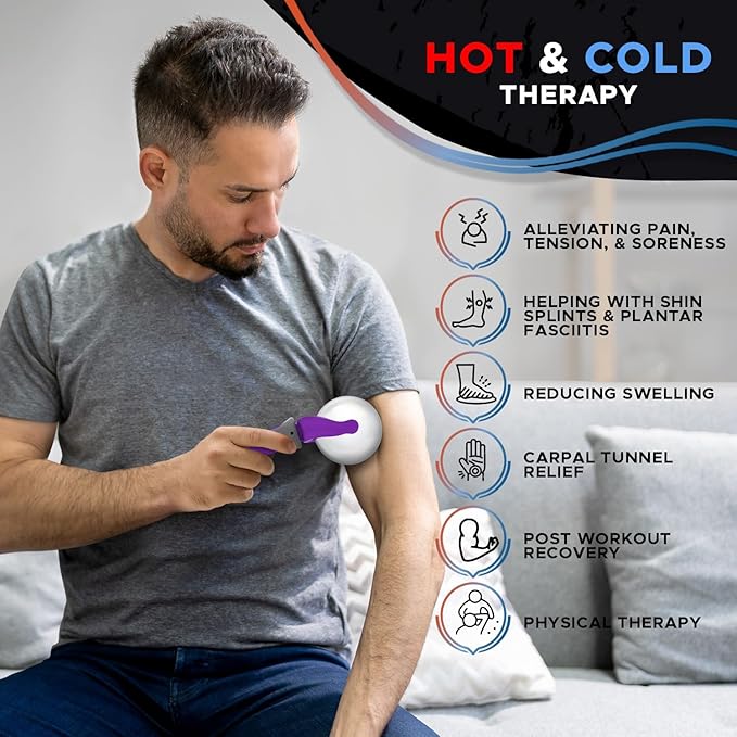 PRIME Fitness Cold Massage Roller Ball | Cold Therapy | Ice Roller Ball with Handle | cryo Stick | Relieve Muscle Pain (Purple)