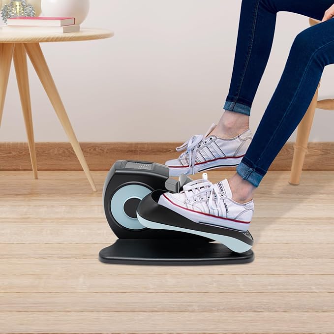 Portable Pedal Exerciser 5 Speed Gears Electric Elliptical Trainer with Remote Control and LCD Screen Under Desk Bike Pedal Exerciser for Home, Training Room, Offices