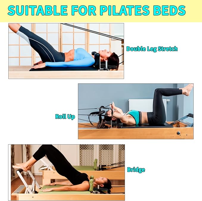 Pilates Reformer Head & Neck Support Pillow – Ergonomic Pilates Cushion for Cervical Alignment – High-Density Foam Headrest with Adjustable Strap – Fits Most Reformer Machines & Home Pilates Equipment