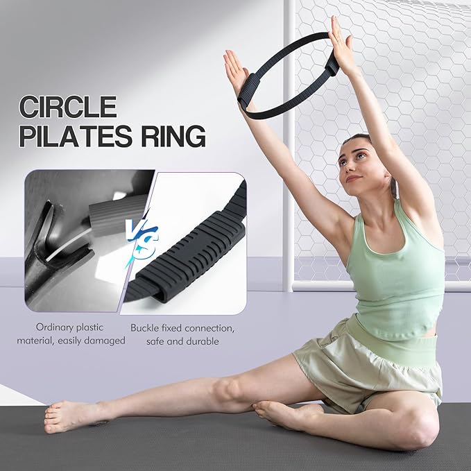 Pilates Kit, Pilates Ring and Ball Set with 5-Level Resistance Bands for Core Strength, Stretching, Toning & Full Body Home Workout Pilates Equipment