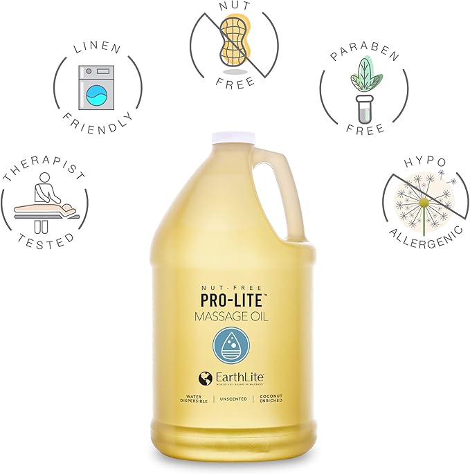 EARTHLITE Massage Oil PRO-LITE – Plant-Based, Nut-Free, Unscented, High Performing