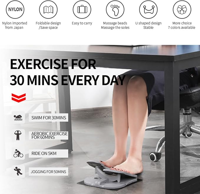 Leg Exerciser for Seniors While Sitting – Under Desk Foot Pedal & Massager for Circulation, Muscle Relief, and Varicose Vein Support at Home or Office