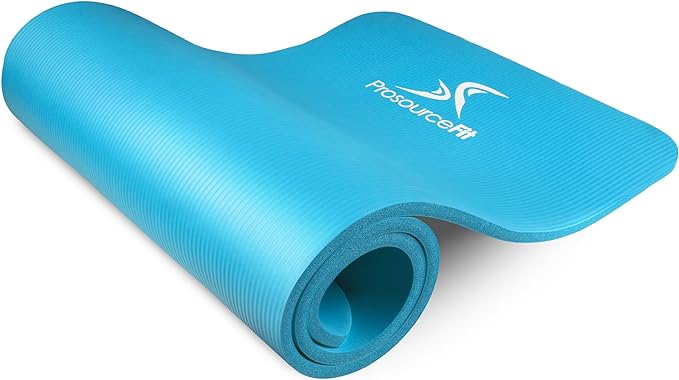 ProsourceFit Extra Thick Yoga and Pilates Mat ½” (13mm) or 1" (25mm), 71-inch Long High Density Exercise Mat with Comfort Foam and Carrying Strap
