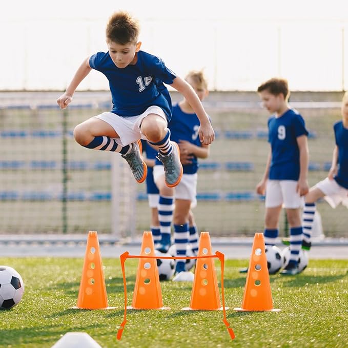 Adjustable Soccer Training Hurdles Set Wear-Resistant Plastic Agility Hurdles with 3 Height Levels for Running and Drill Training Equipment