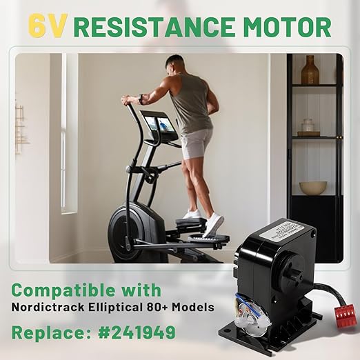 6V Elliptical Resistance Motor Compatible with NordicTrack Ellipticals Resistance Motor Brake Tensioner, Replace 241949