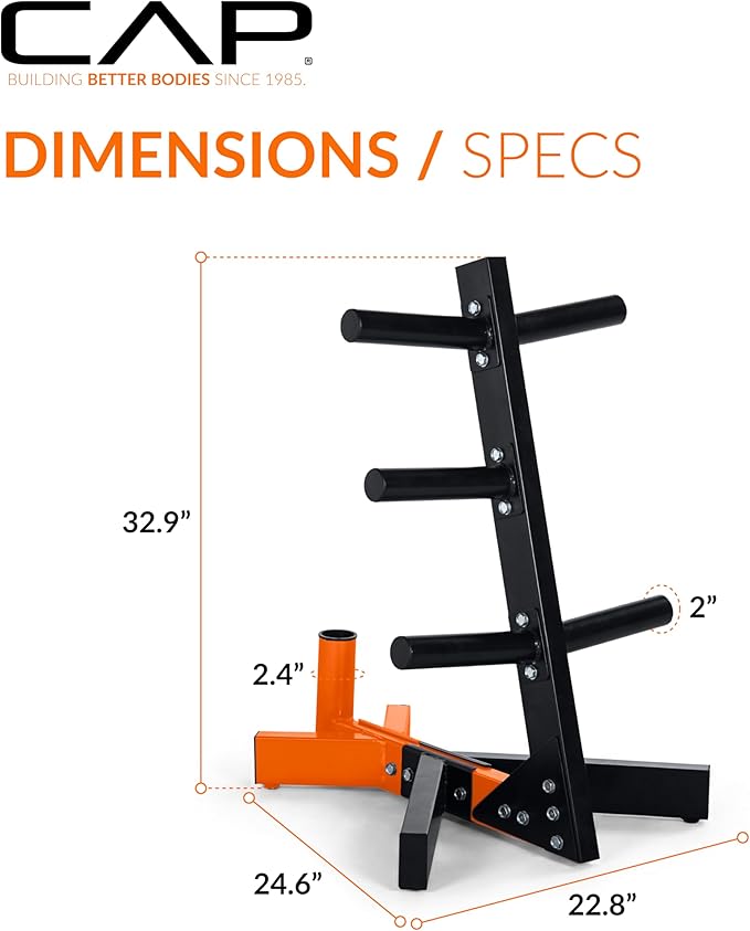 Cap Barbell Olympic Plate Tree Storage Rack, Multiple Colors