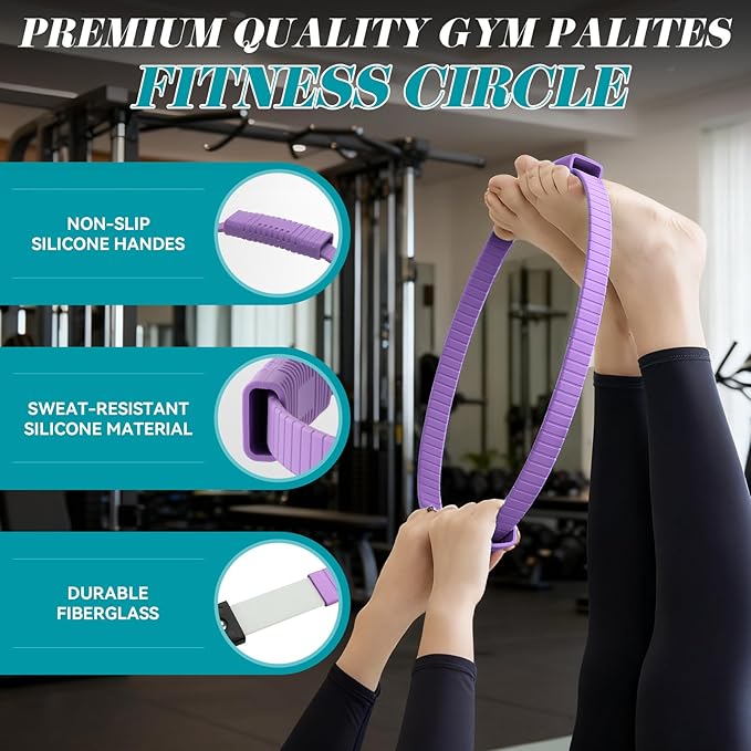 Pilates Ring, Silicone Magic Pilates Rings, Lightweight & Durable Flexible Fitness Circle Exercise Equipment for Toning Arms, Thighs,Legs, Core,Yoga & Physical Therapy
