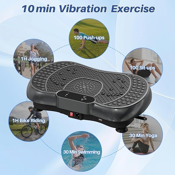 Bigzzia Vibration Plate Exercise Machine for Weight Loss – 100-Speed Platform with Remote & Resistance Bands, 450 lbs Capacity – Quiet Full Body Workout for Lymphatic Drainage at Home